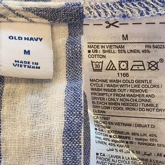 Old Navy Linen Wrap Stripe Blue Top, Medium - Picture 7 of 7